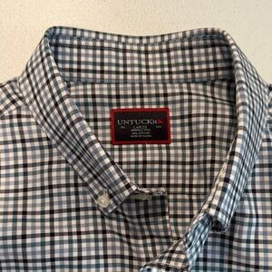 UNTUCKit Navy and White Plaid Men's Shirt